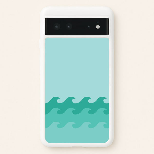 Cyan Beach Waves Pattern  - Summer Phone Case for Google Pixel 6