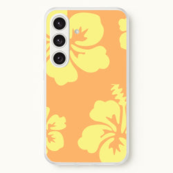 Orange And Yellow Hawaiian Flowers Pattern  - Summer Phone Case for Galaxy S25 Plus