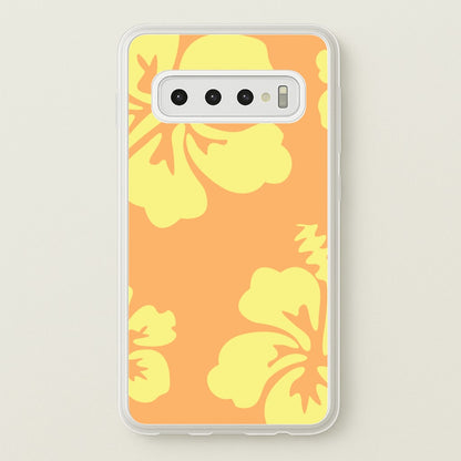 Orange And Yellow Hawaiian Flowers Pattern  - Summer Phone Case for Galaxy S10 Plus