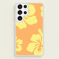 Orange And Yellow Hawaiian Flowers Pattern  - Summer Phone Case for Galaxy S22 Ultra