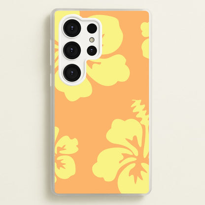 Orange And Yellow Hawaiian Flowers Pattern  - Summer Phone Case for Galaxy S25 Ultra