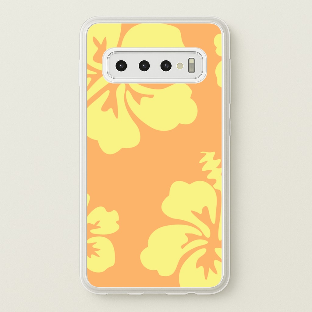 Orange And Yellow Hawaiian Flowers Pattern  - Summer Phone Case for Galaxy S10