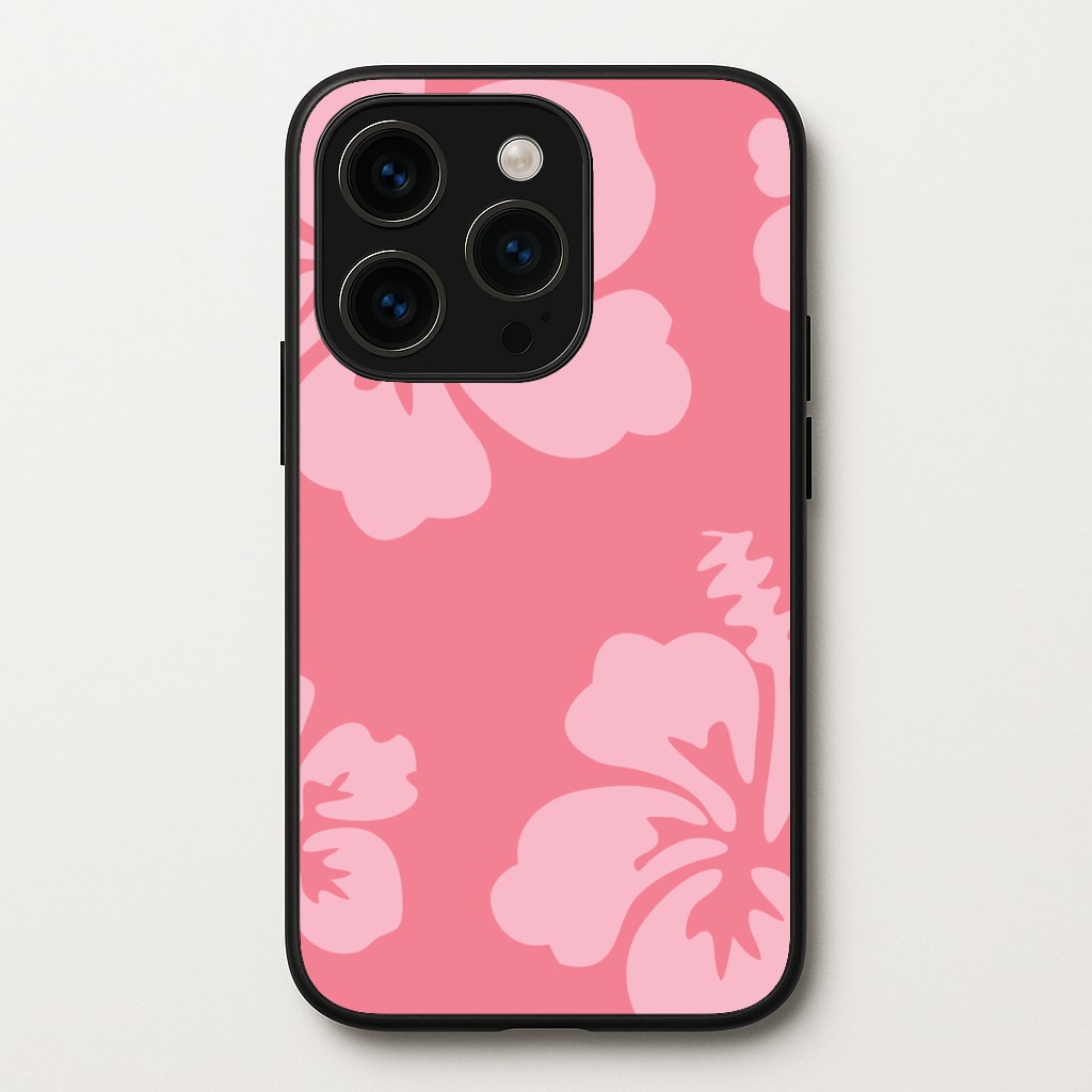 Pink Hawaiian Flowers Pattern  - Summer Phone Case for iPhone 14 Pro