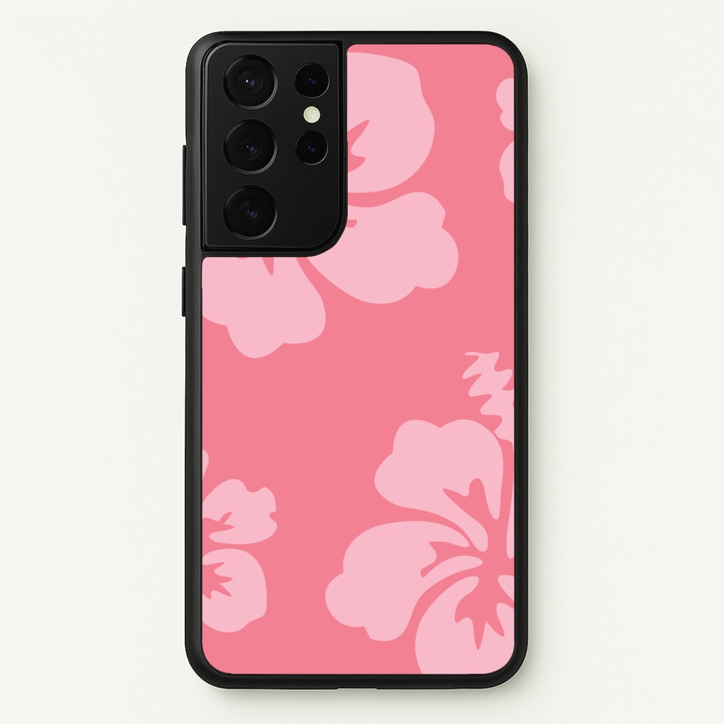 Pink Hawaiian Flowers Pattern  - Summer Phone Case for Galaxy S21 Ultra
