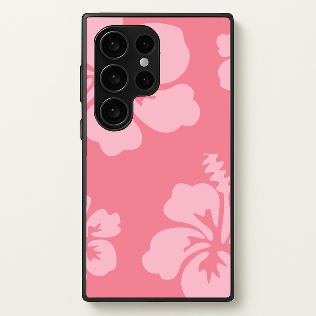 Pink Hawaiian Flowers Pattern  - Summer Phone Case for Galaxy S24 Ultra