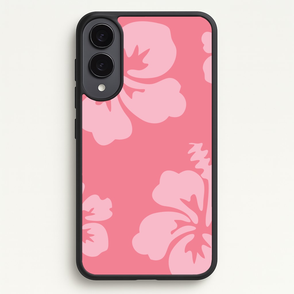 Pink Hawaiian Flowers Pattern  - Summer Phone Case for Galaxy S25 Edge