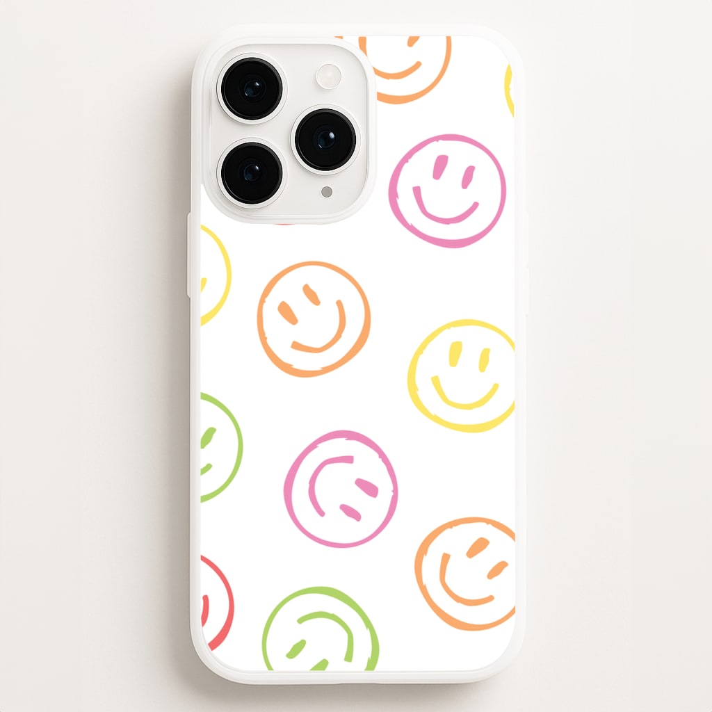 Colourful Sketched Smileys Pattern Phone Case