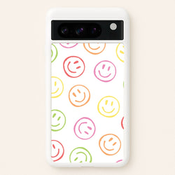 Colourful Sketched Smileys Pattern  - Summer Phone Case for Google Pixel 8 Pro