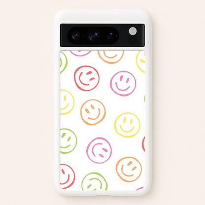 Colourful Sketched Smileys Pattern  - Summer Phone Case for Google Pixel 8 Pro