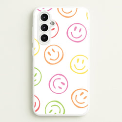 Colourful Sketched Smileys Pattern  - Summer Phone Case for Galaxy A14