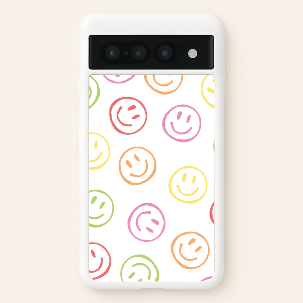 Colourful Sketched Smileys Pattern  - Summer Phone Case for Google Pixel 7 Pro