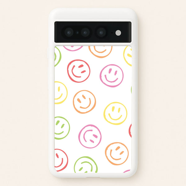 Colourful Sketched Smileys Pattern  - Summer Phone Case for Google Pixel 7 Pro