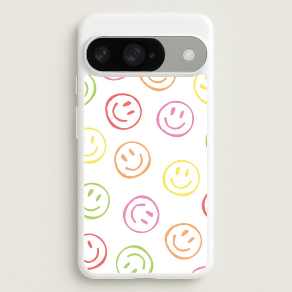 Colourful Sketched Smileys Pattern Phone Case for Google Pixel 10 / 10 Pro