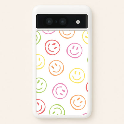 Colourful Sketched Smileys Pattern  - Summer Phone Case for Google Pixel 8