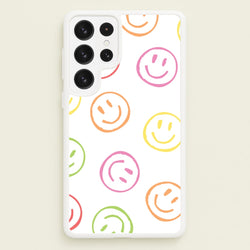 Colourful Sketched Smileys Pattern  - Summer Phone Case for Galaxy S22 Ultra