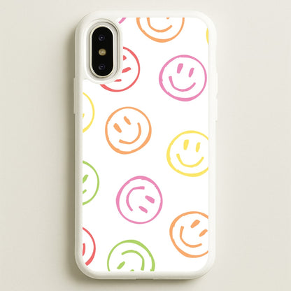 Colourful Sketched Smileys Pattern  - Summer Phone Case for iPhone X / XS