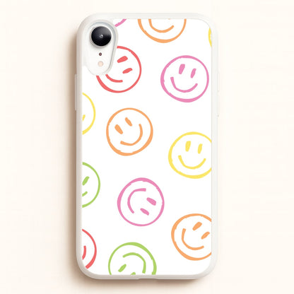 Colourful Sketched Smileys Pattern  - Summer Phone Case for iPhone XR