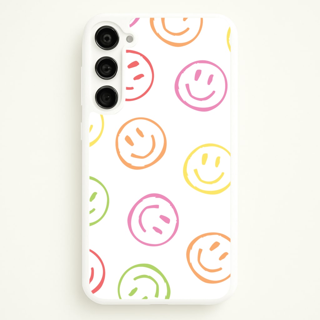 Colourful Sketched Smileys Pattern  - Summer Phone Case for Galaxy S23