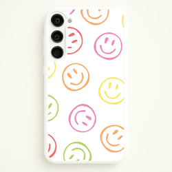 Colourful Sketched Smileys Pattern  - Summer Phone Case for Galaxy S23