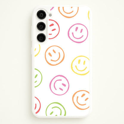 Colourful Sketched Smileys Pattern  - Summer Phone Case for Galaxy S23