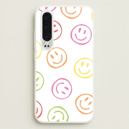 Colourful Sketched Smileys Pattern  - Summer Phone Case for Huawei P30