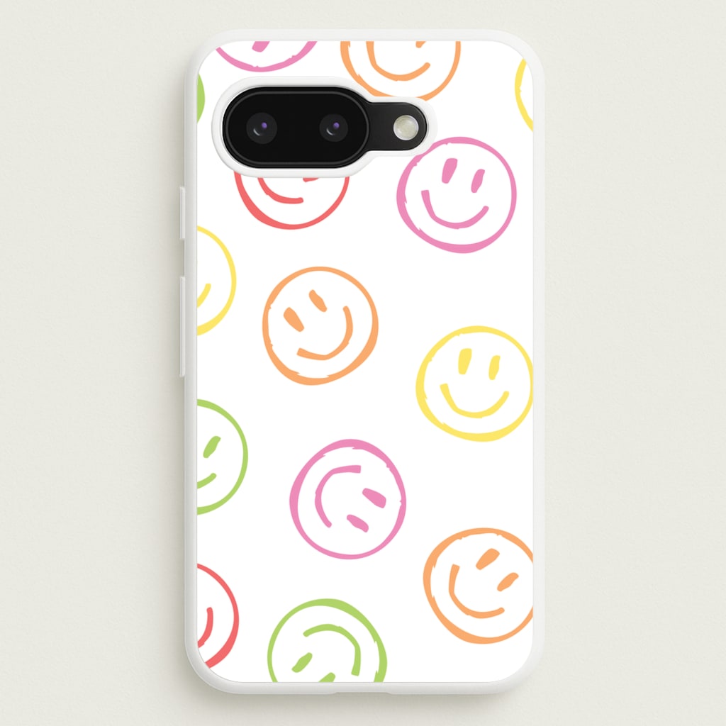 Colourful Sketched Smileys Pattern  - Summer Phone Case for Google Pixel 9a