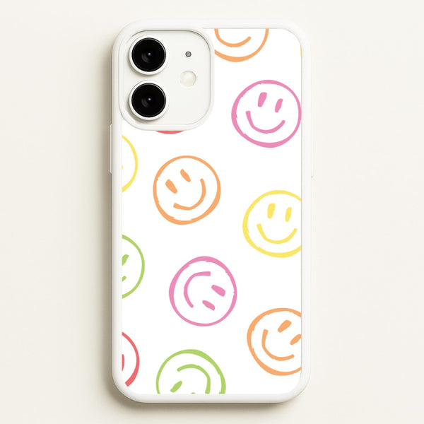Colourful Sketched Smileys Pattern  - Summer Phone Case for iPhone 11