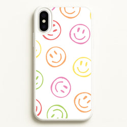 Colourful Sketched Smileys Pattern  - Summer Phone Case for iPhone XS Max