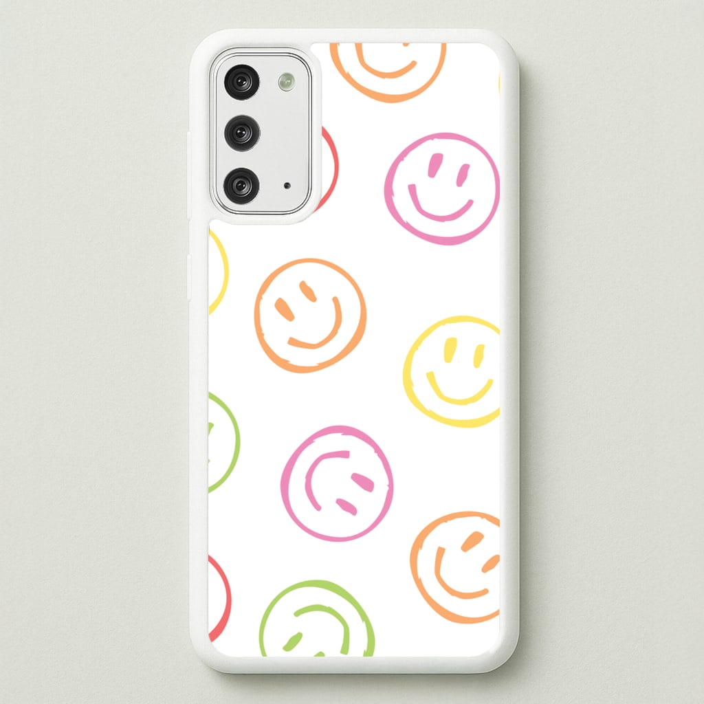 Colourful Sketched Smileys Pattern  - Summer Phone Case for Galaxy Note 20