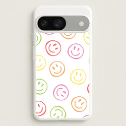 Colourful Sketched Smileys Pattern  - Summer Phone Case for Google Pixel 9 / 9 Pro