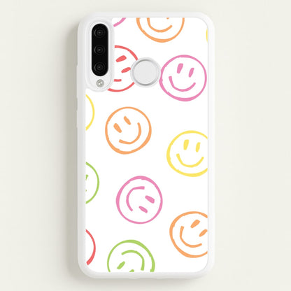 Colourful Sketched Smileys Pattern  - Summer Phone Case for Huawei P30 Pro