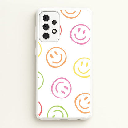 Colourful Sketched Smileys Pattern  - Summer Phone Case for Galaxy A52 / A52s
