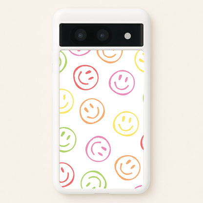 Colourful Sketched Smileys Pattern  - Summer Phone Case for Google Pixel 8a
