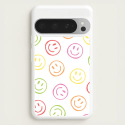 Colourful Sketched Smileys Pattern  - Summer Phone Case for Google Pixel 9 Pro XL