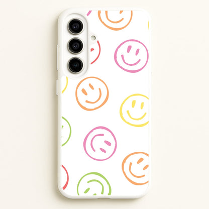 Colourful Sketched Smileys Pattern  - Summer Phone Case for Galaxy A56