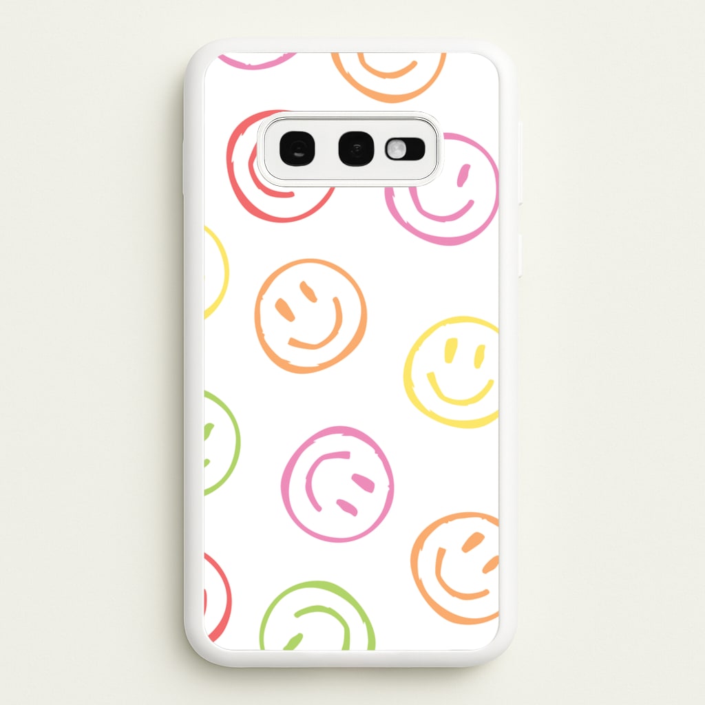 Colourful Sketched Smileys Pattern  - Summer Phone Case for Galaxy S10e
