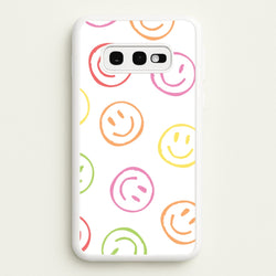 Colourful Sketched Smileys Pattern  - Summer Phone Case for Galaxy S10e