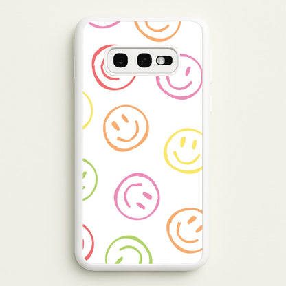 Colourful Sketched Smileys Pattern  - Summer Phone Case for Galaxy S10e