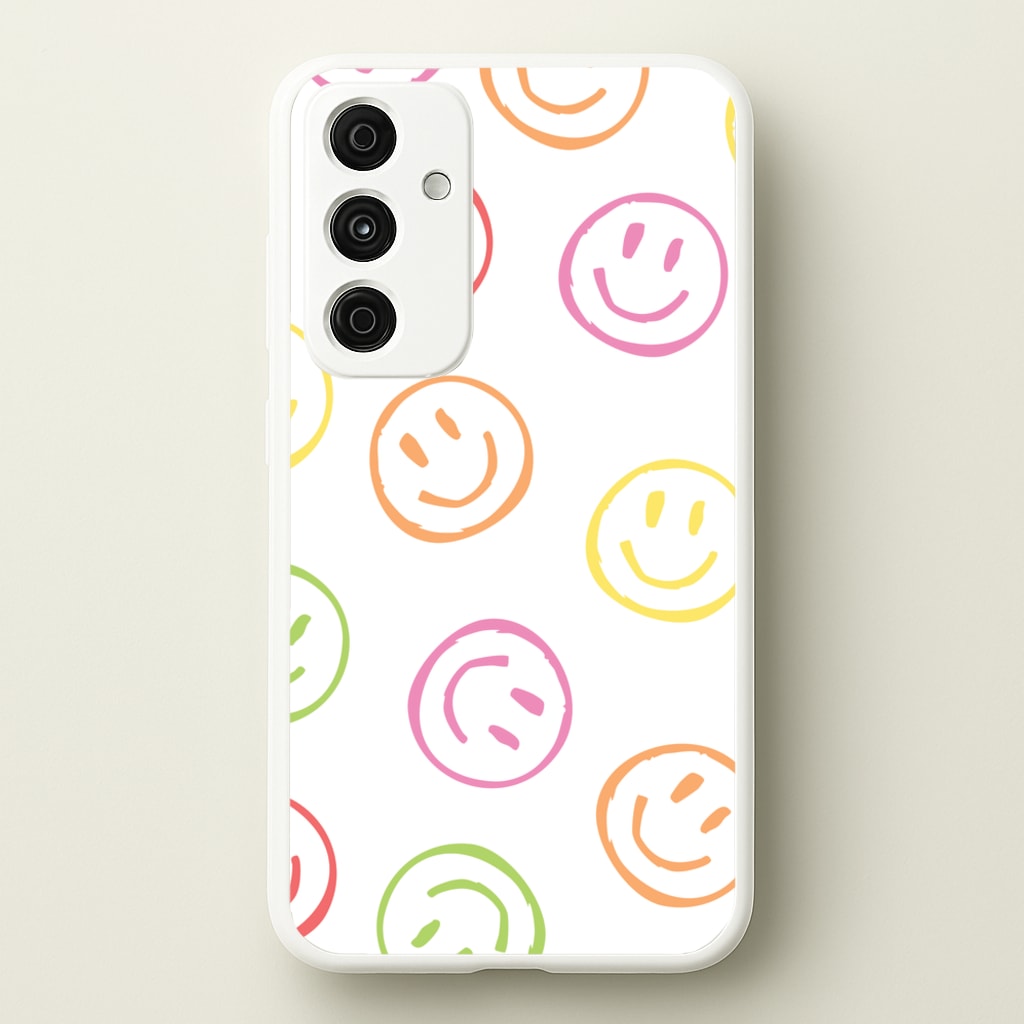 Colourful Sketched Smileys Pattern  - Summer Phone Case for Galaxy A55