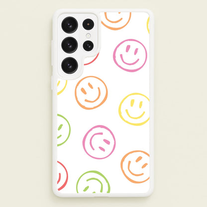 Colourful Sketched Smileys Pattern  - Summer Phone Case for Galaxy S23 Ultra