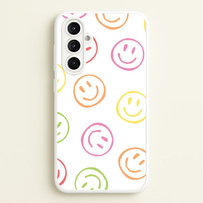 Colourful Sketched Smileys Pattern  - Summer Phone Case for Galaxy A16