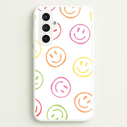 Colourful Sketched Smileys Pattern  - Summer Phone Case for Galaxy S23FE