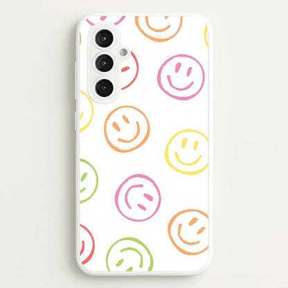 Colourful Sketched Smileys Pattern  - Summer Phone Case for Galaxy S23FE