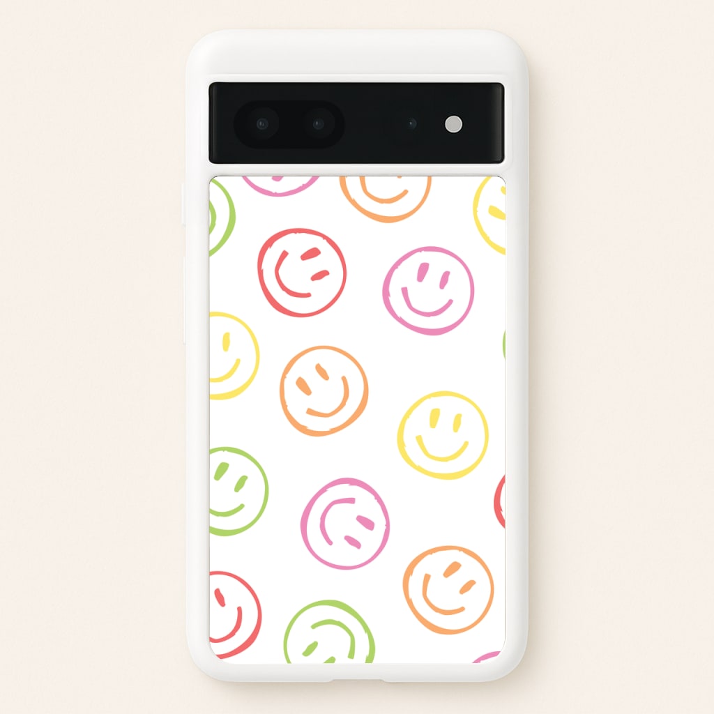Colourful Sketched Smileys Pattern  - Summer Phone Case for Google Pixel 7