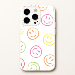 Colourful Sketched Smileys Pattern  - Summer Phone Case for iPhone 15 Pro Max