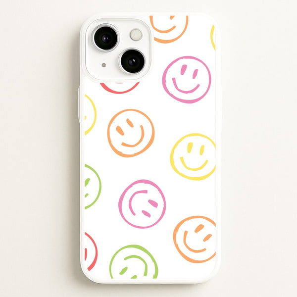 Colourful Sketched Smileys Pattern  - Summer Phone Case for iPhone 13