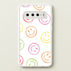 Colourful Sketched Smileys Pattern  - Summer Phone Case for Galaxy S10