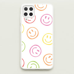 Colourful Sketched Smileys Pattern  - Summer Phone Case for Galaxy A12
