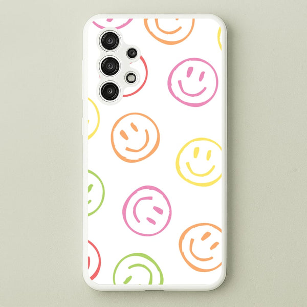 Colourful Sketched Smileys Pattern  - Summer Phone Case for Galaxy A13