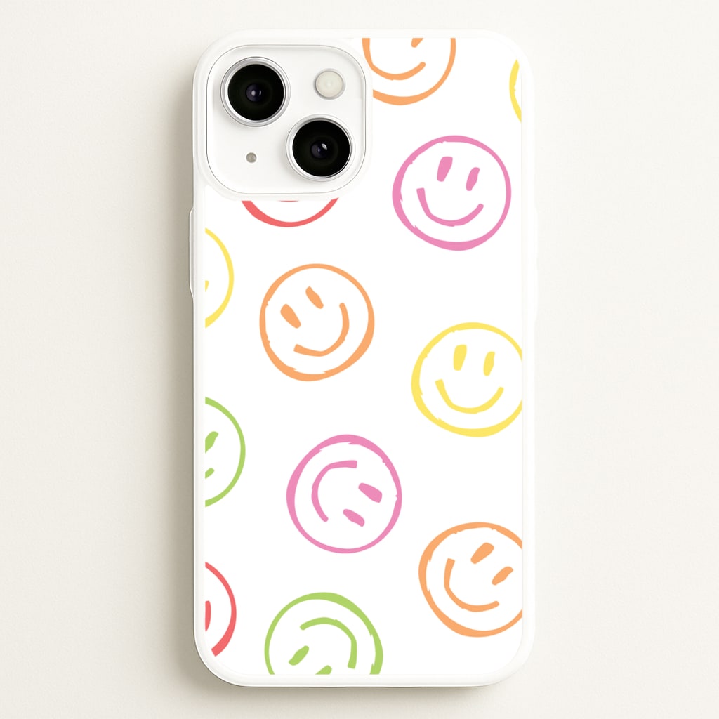 Colourful Sketched Smileys Pattern  - Summer Phone Case for iPhone 13 Mini